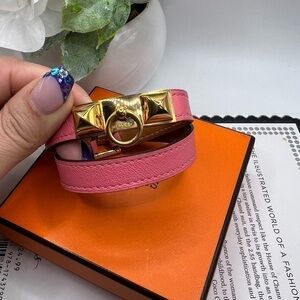 Hermes Rivale Double Tour Pink Bracelet
